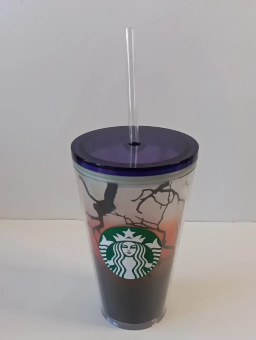 Starbucks Green Logo Gradient Tumbler with Purple Lid